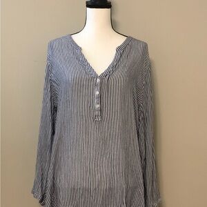 Old Navy Navy and White Striped Blouse Tunic size XL super soft euc